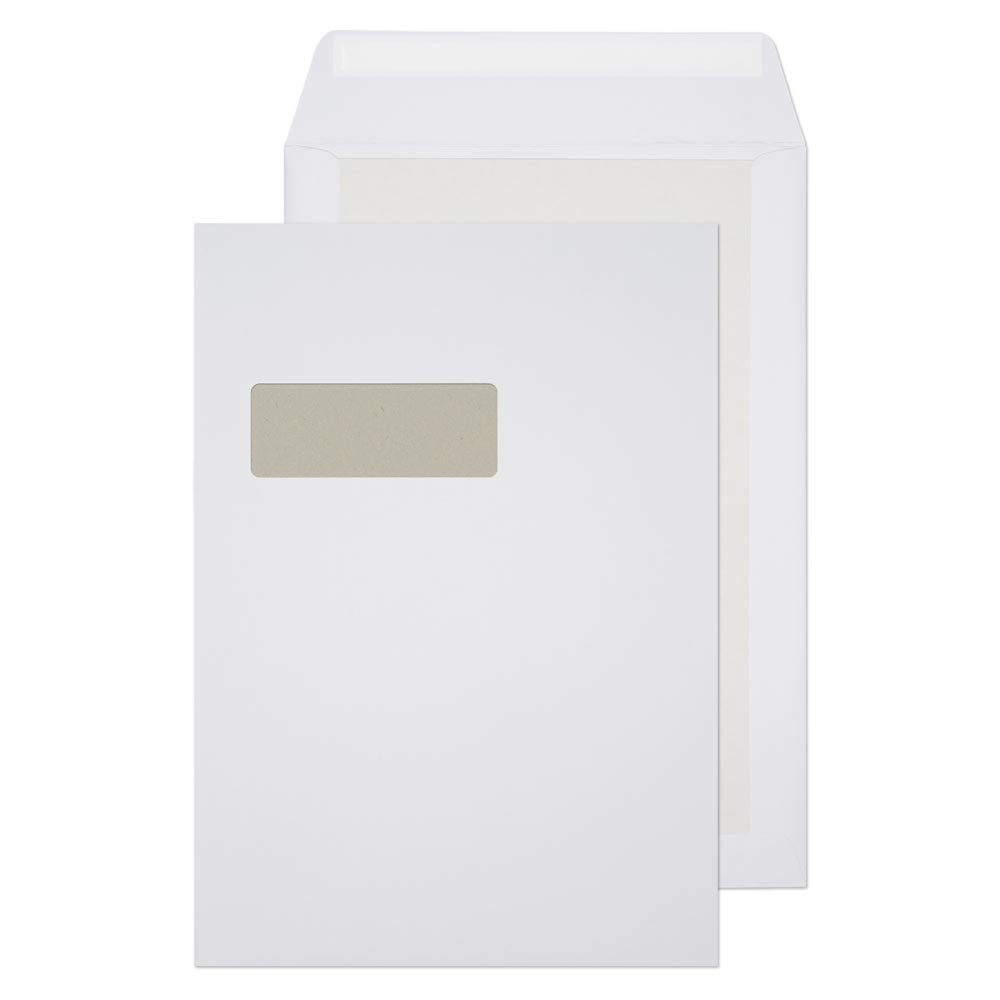 Blake Packaging White Window Peel&Seal Board Back Pocket 324x229mm 150gsm Pack 125 Code 12901
