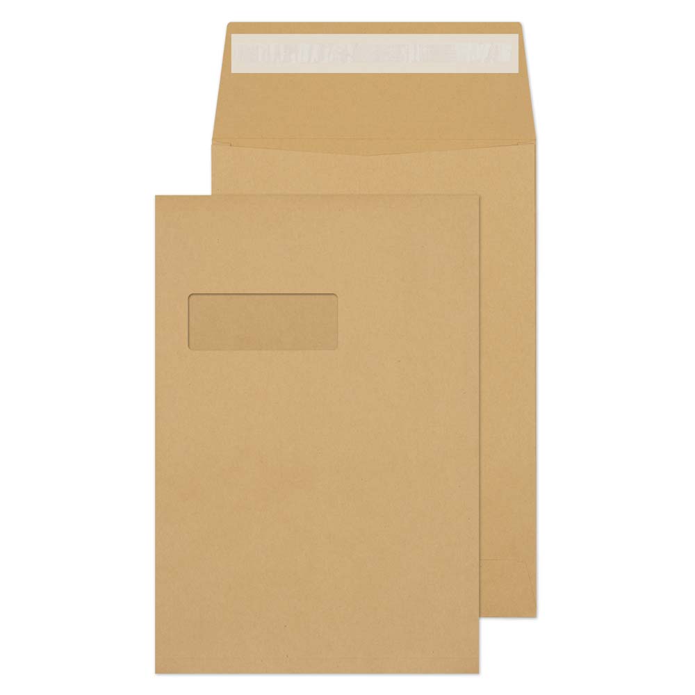 Blake Packaging Manilla Window Peel&Seal Gusset Pocket 324x229mm 130gsm Pack 125 Code 1992MW