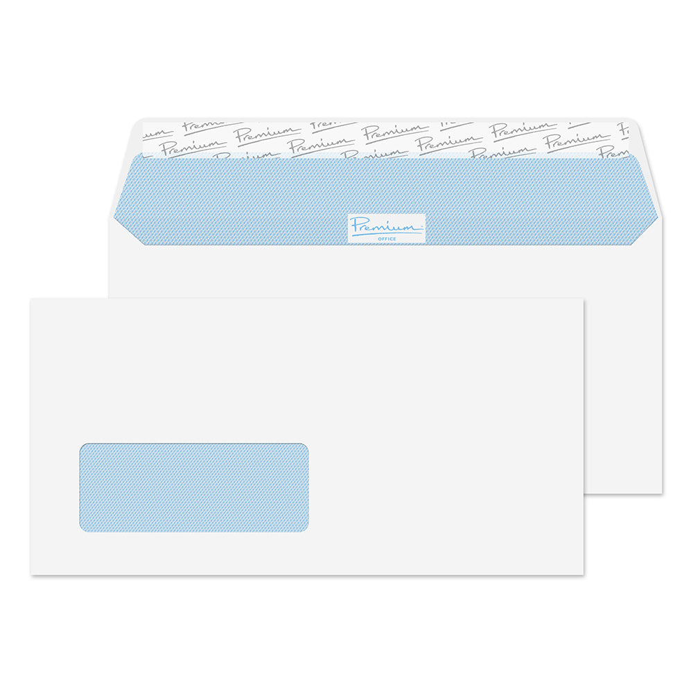 Premium Office Ultra White Wove Window Peel&Seal Wallet 110x220mm 120gsm Pack 25 Code 32213W