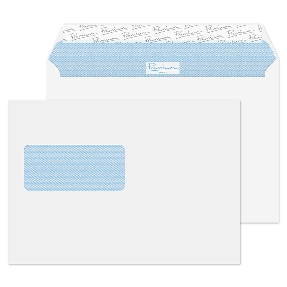 Premium Office Ultra White Wove Window Peel&Seal Wallet 162x229mm 120gsm Pack 500 Code 34217
