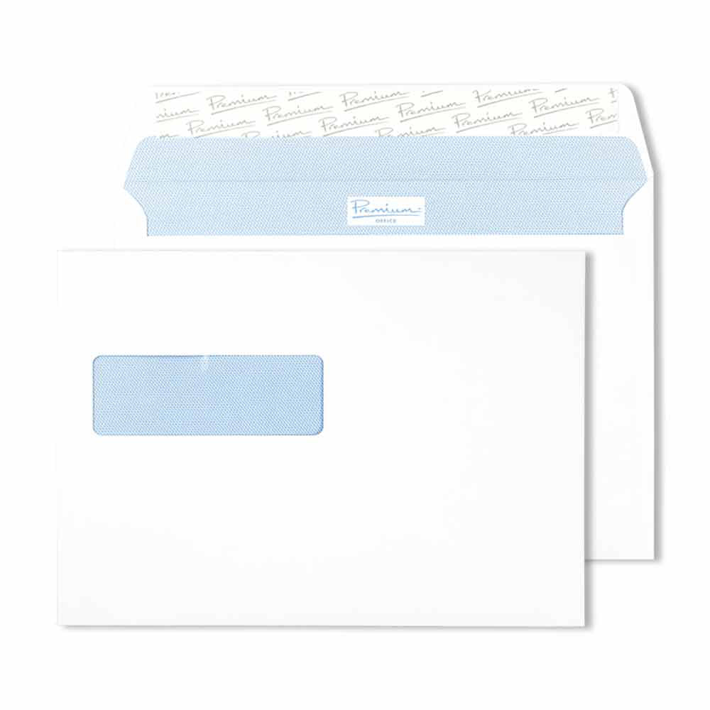 Premium Office Ultra White Wove Window Peel&Seal Wallet 162x229mm 120gsm Pack 500 Code 34286NR