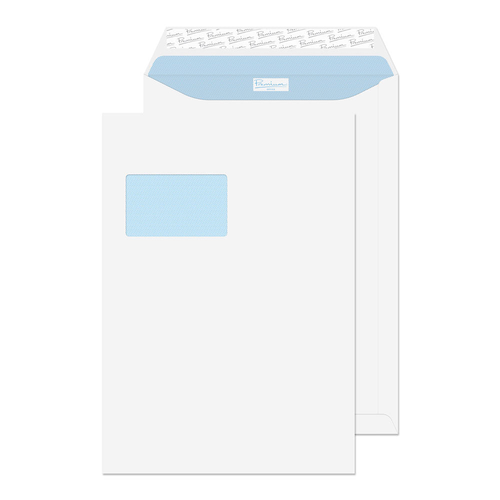 Premium Office Ultra White Wove Window Peel&Seal Pocket 324x229mm 120gsm Pack 250 Code 36126DE