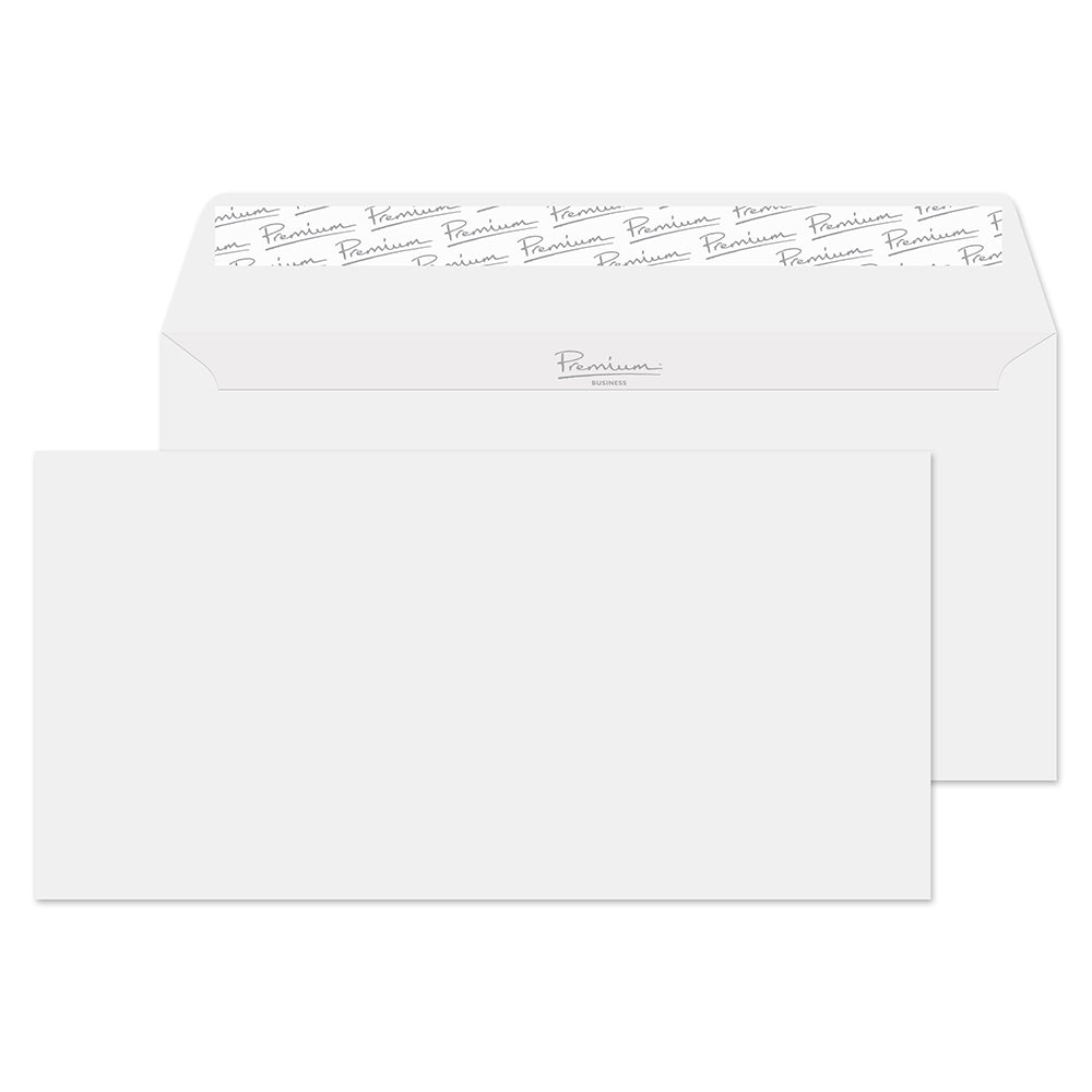 Premium Business Brilliant White Wove Peel&Seal Wallet 110x220mm 120gsm Pack 500 Code 37882