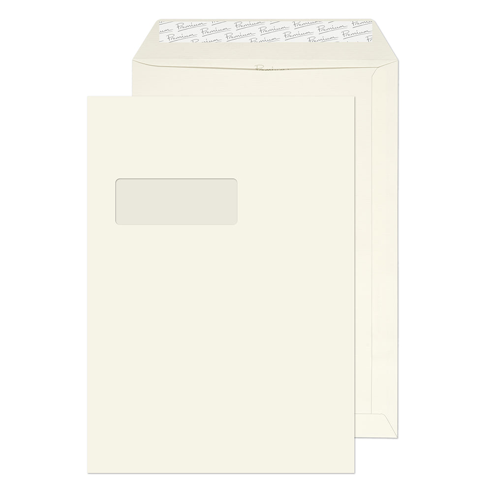 Premium Business High White Laid Window Peel&Seal Pocket 324x229mm 120gsm Pack 250 Code 39892