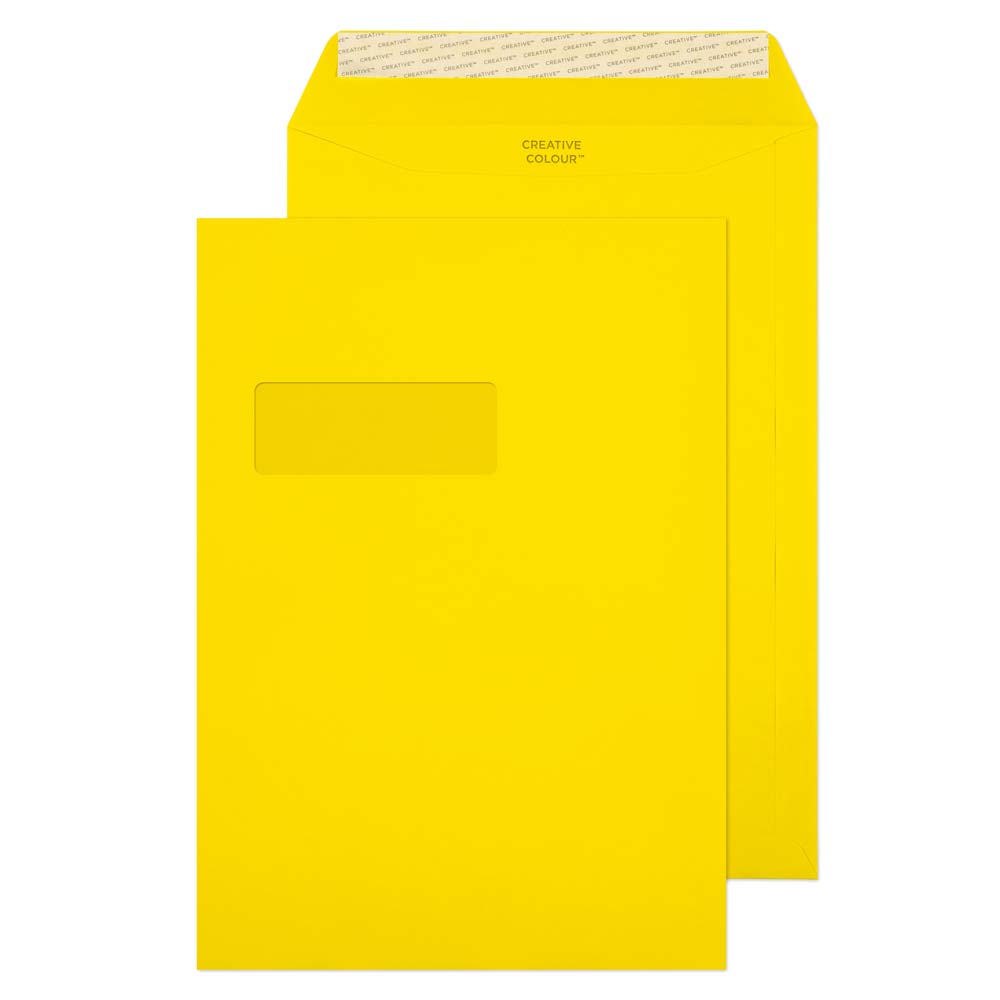 Blake Colour Banana Yellow Window Peel&Seal Pocket 324x229mm 120gsm Pack 250 Code 403PW