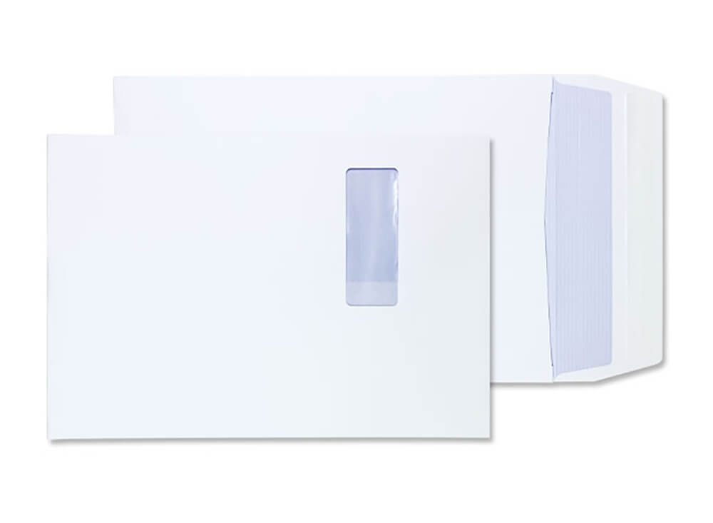 Blake Packaging White Window Peel&Seal Gusset Pocket 350x250mm 140gsm Pack 125 Code 41062W
