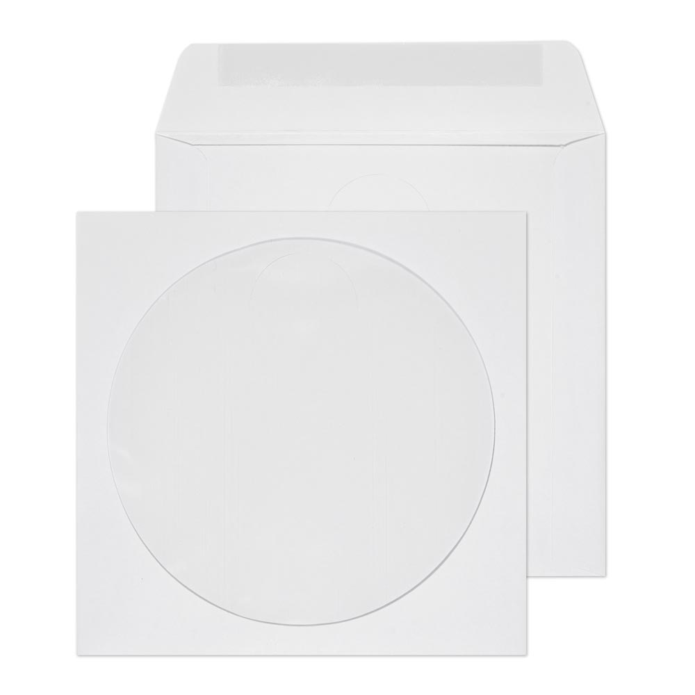 Blake Everyday Tuck Flap White Circular Window Wallet 125x125mm 90gsm 10 Packs of 50 Code 4210TUC/50