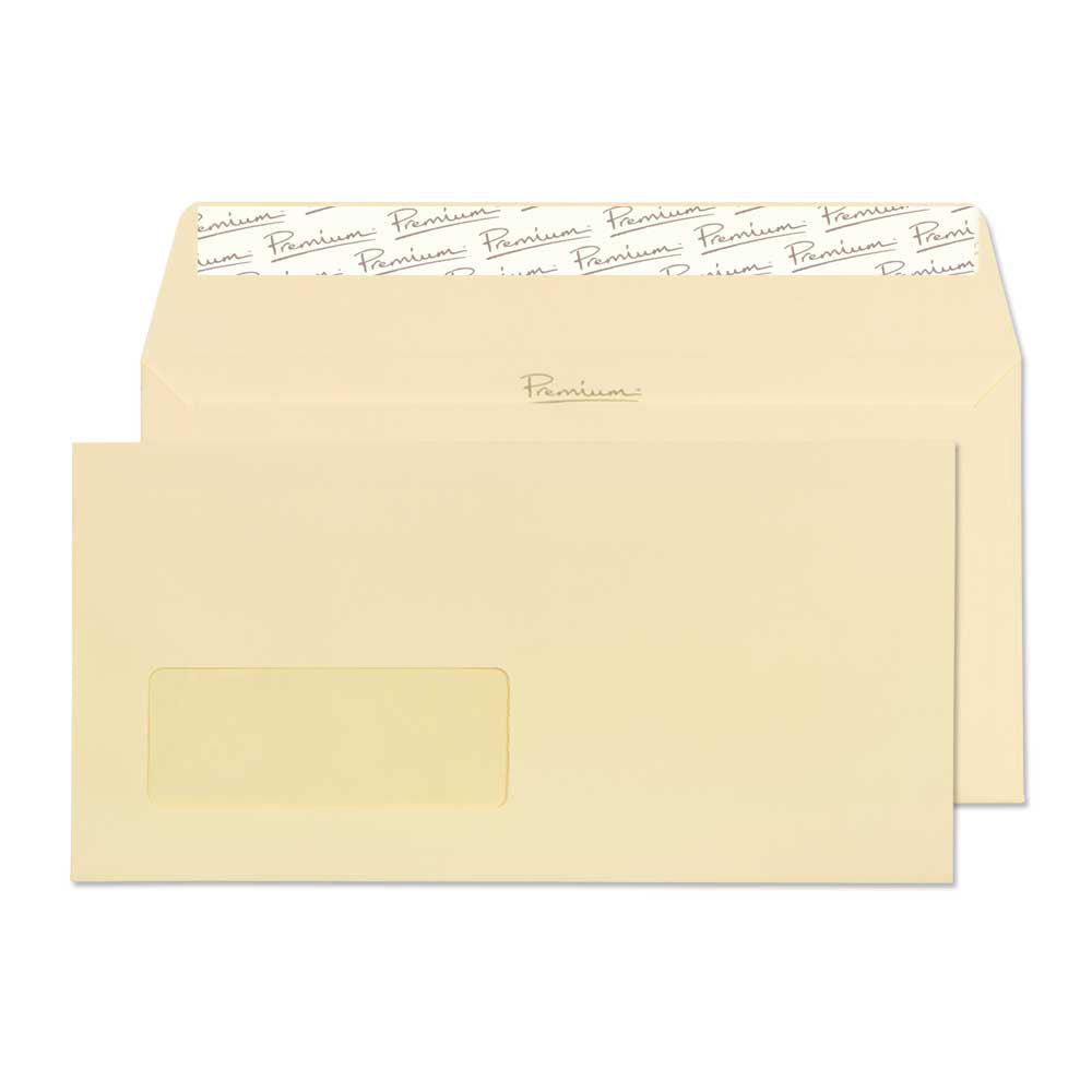 Premium Business Vellum Wove Window Peel&Seal Wallet 110x220mm 120gsm Pack 25 Code 51264