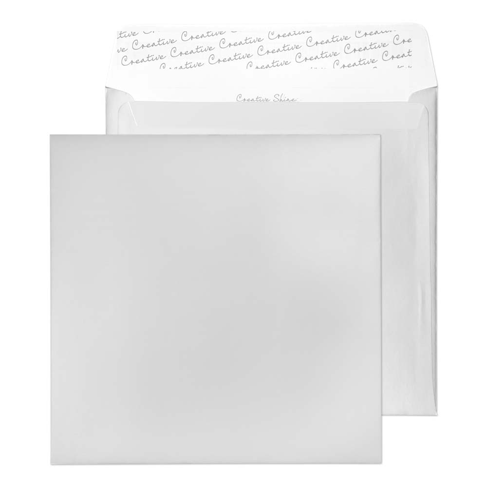 Blake Shine Metallic Silver Peel&Seal Square Wallet 220x220mm 130gsm Pack 250 Code 512