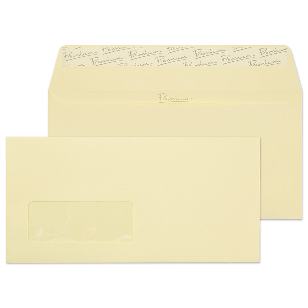 Premium Business Vellum Wove Window Peel&Seal Wallet 110x220mm 120gsm Pack 500 Code 51884