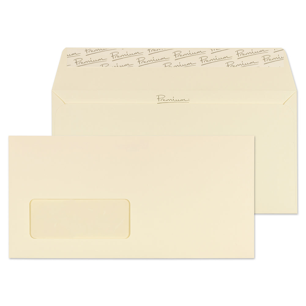 Premium Business Cream Wove Window Peel&Seal Wallet 110x220mm 120gsm Pack 25 Code 61264