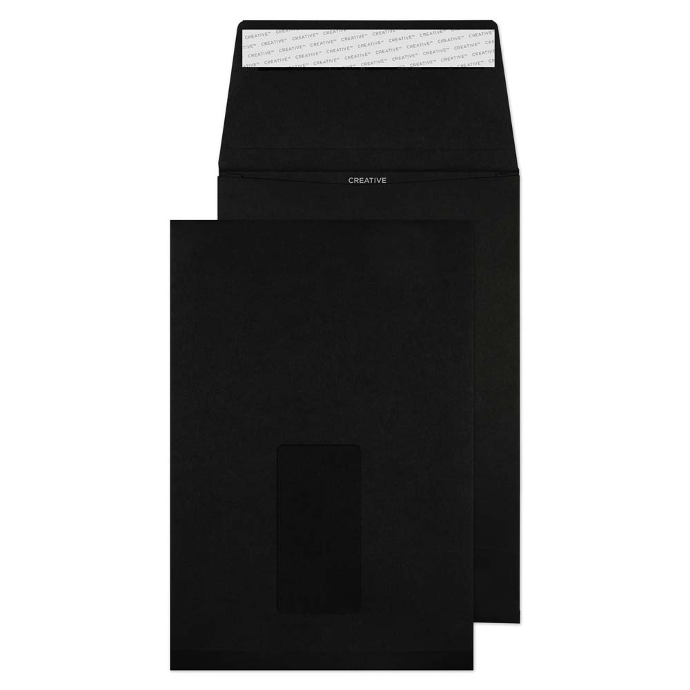 Blake Colour Jet Black Window Peel&Seal Gusset Pocket 229x162mm 140gsm Pack 125 Code 6141W