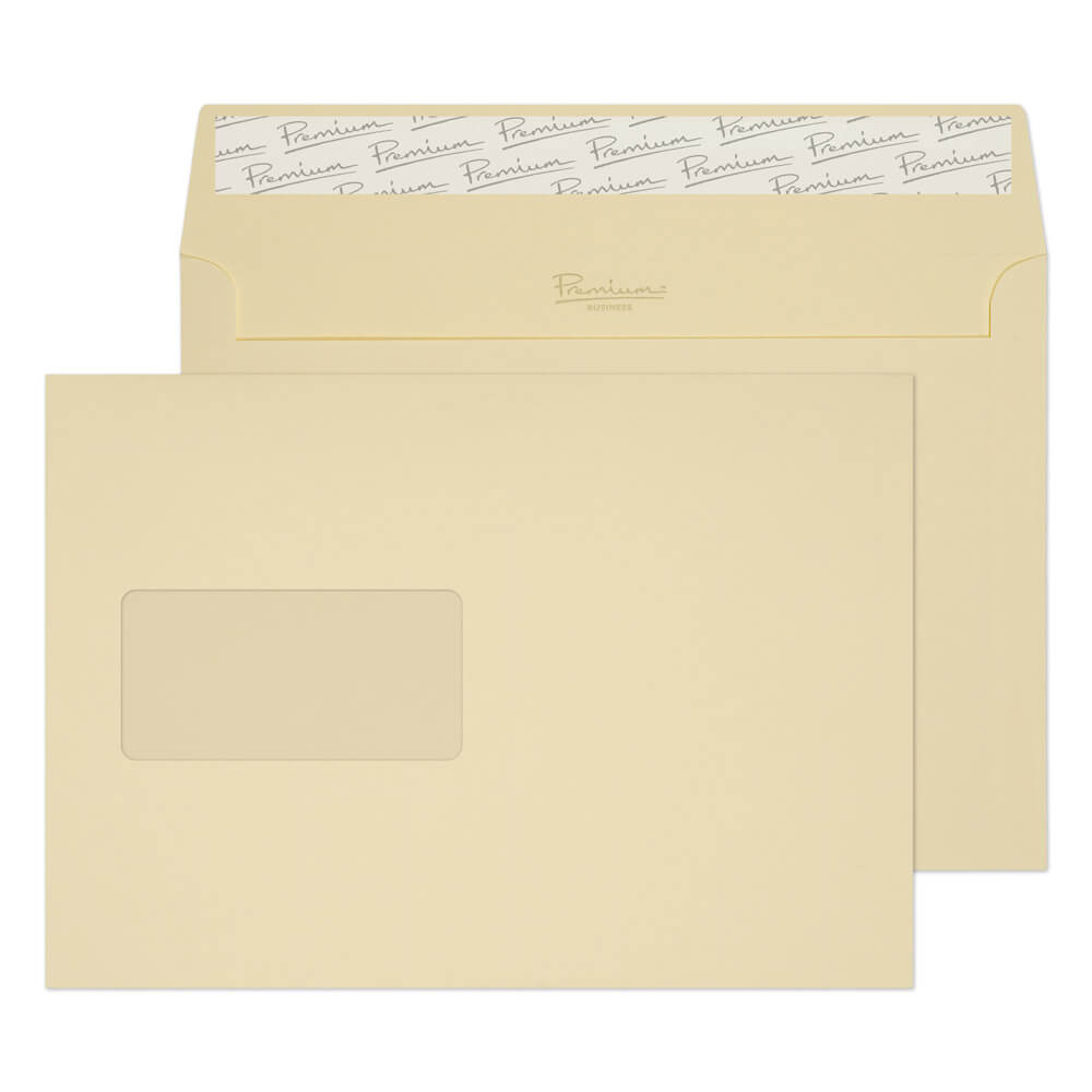 Premium Business Vellum Laid Window Peel&Seal Wallet 162x229mm 120gsm Pack 500 Code 95708