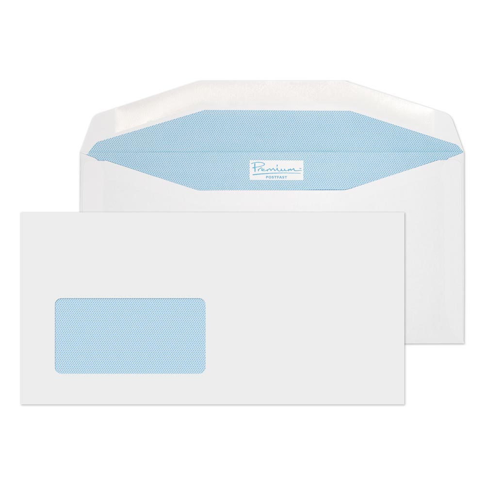 Blake Postfast White Window Gummed Mailer 114x229mm 90gsm Pack 500 Code PF804IJ
