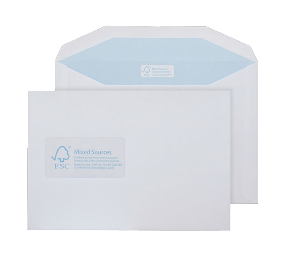 Blake Environmental White Window Gummed Mailer 162x238mm 90gsm Pack 500 Code FSC478