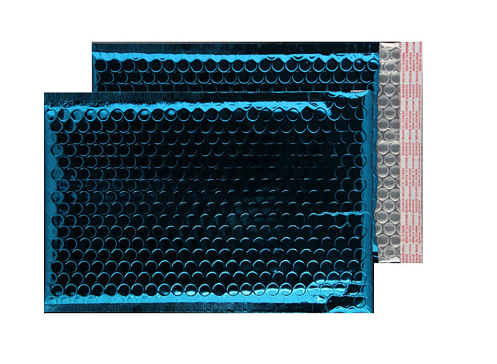 Blake Packaging Peacock Blue Peel&Seal Metallic Gloss Bubble 250x180mm 70Mu Pack 100 Code MBBLU250