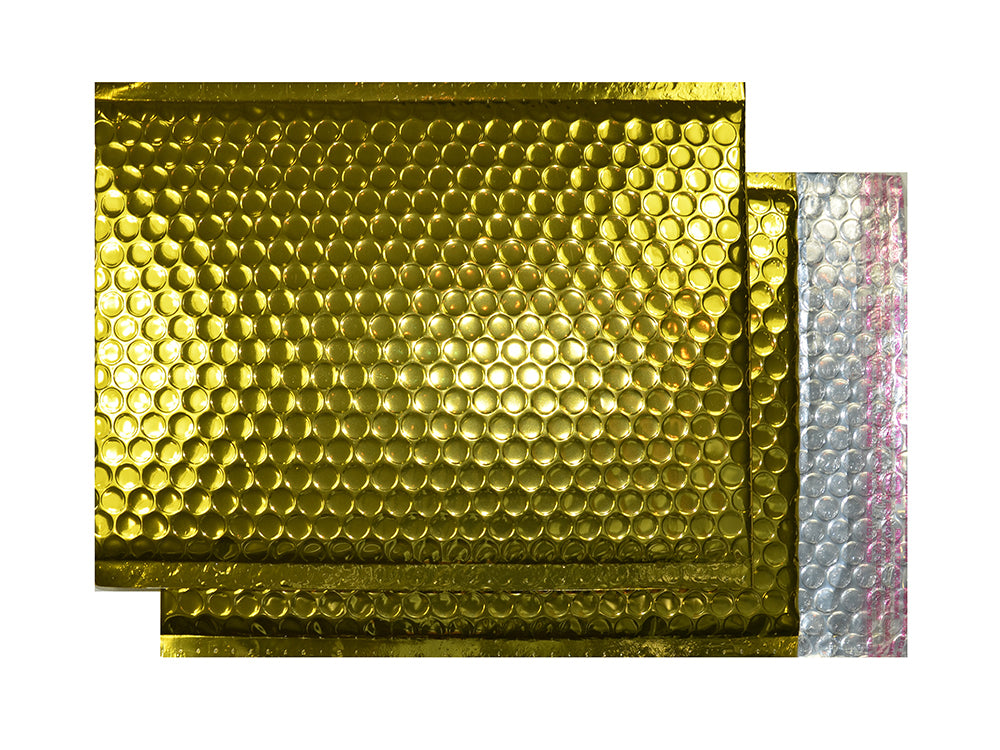 Blake Packaging Glamour Gold Peel&Seal Metallic Bubble 250x180mm 70Mu Pack 100 Code MBGOL250