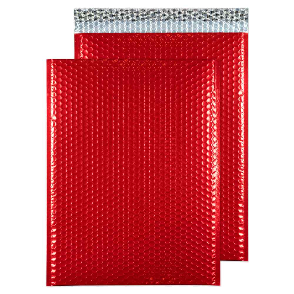 Blake Packaging Festive Red Peel&Seal Metallic Gloss Bubble 450x324mm 70Mu Pack 50 Code MBR450