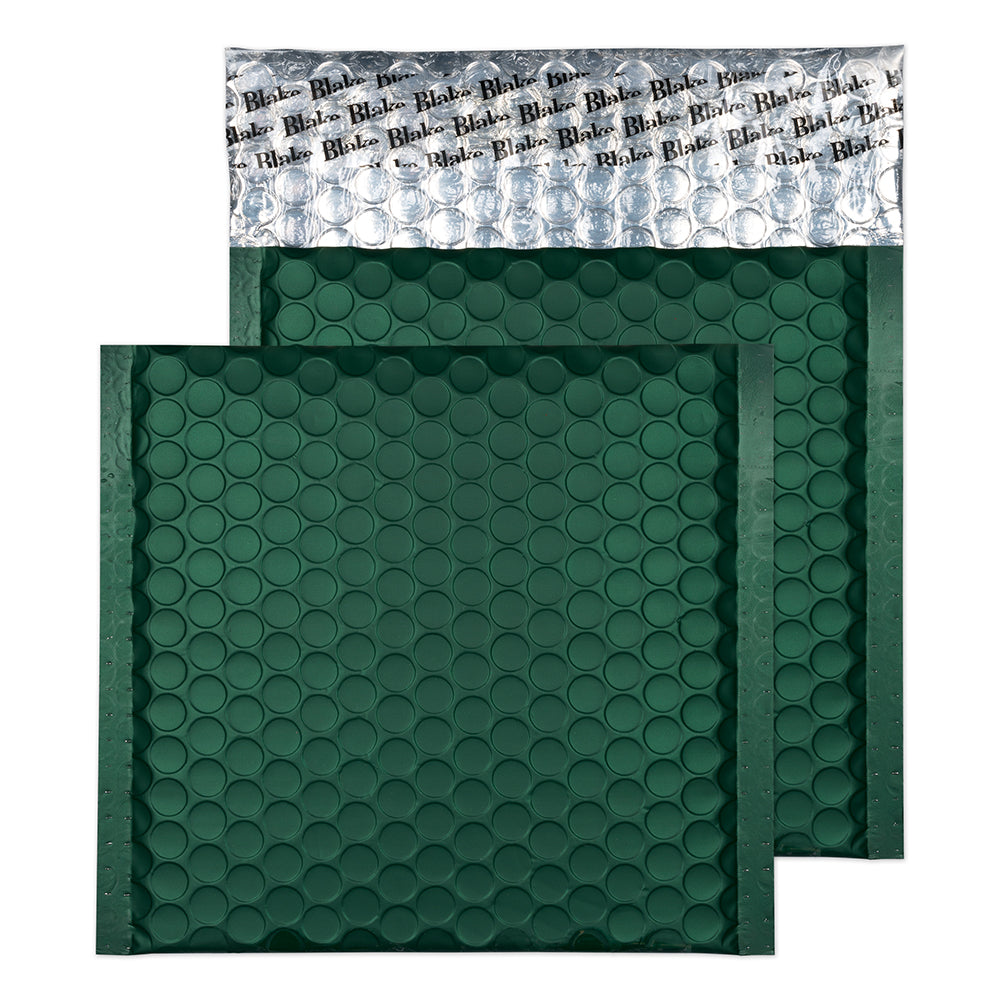 Blake Packaging British Racing Green Peel&Seal Metallic Bubble 165x165mm 70Mu Pack 100 Code MTBRG165