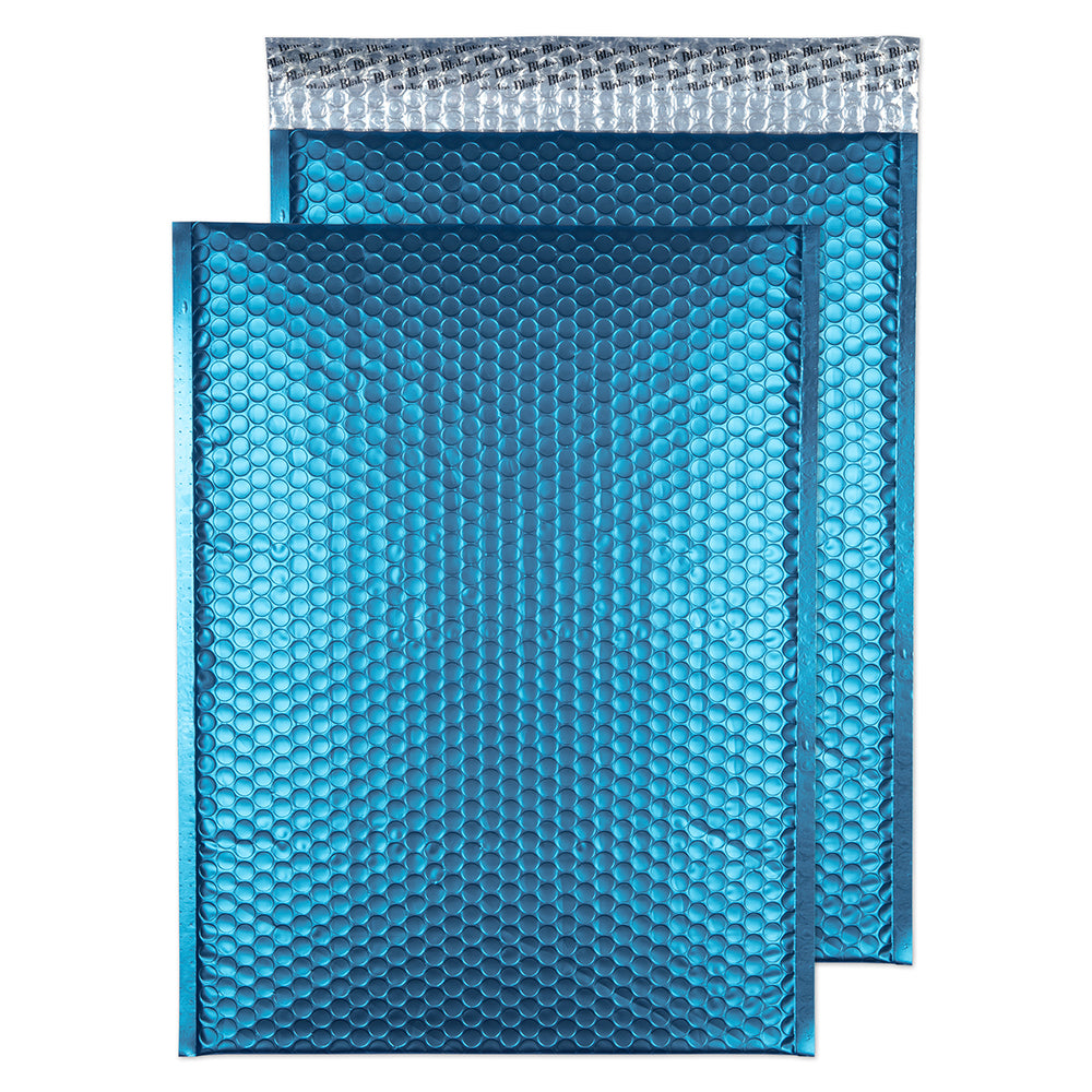 Blake Packaging Caribbean Blue Peel&Seal Metallic Matt Bubble 450x324mm 70Mu Pack 50 Code MTCAR450