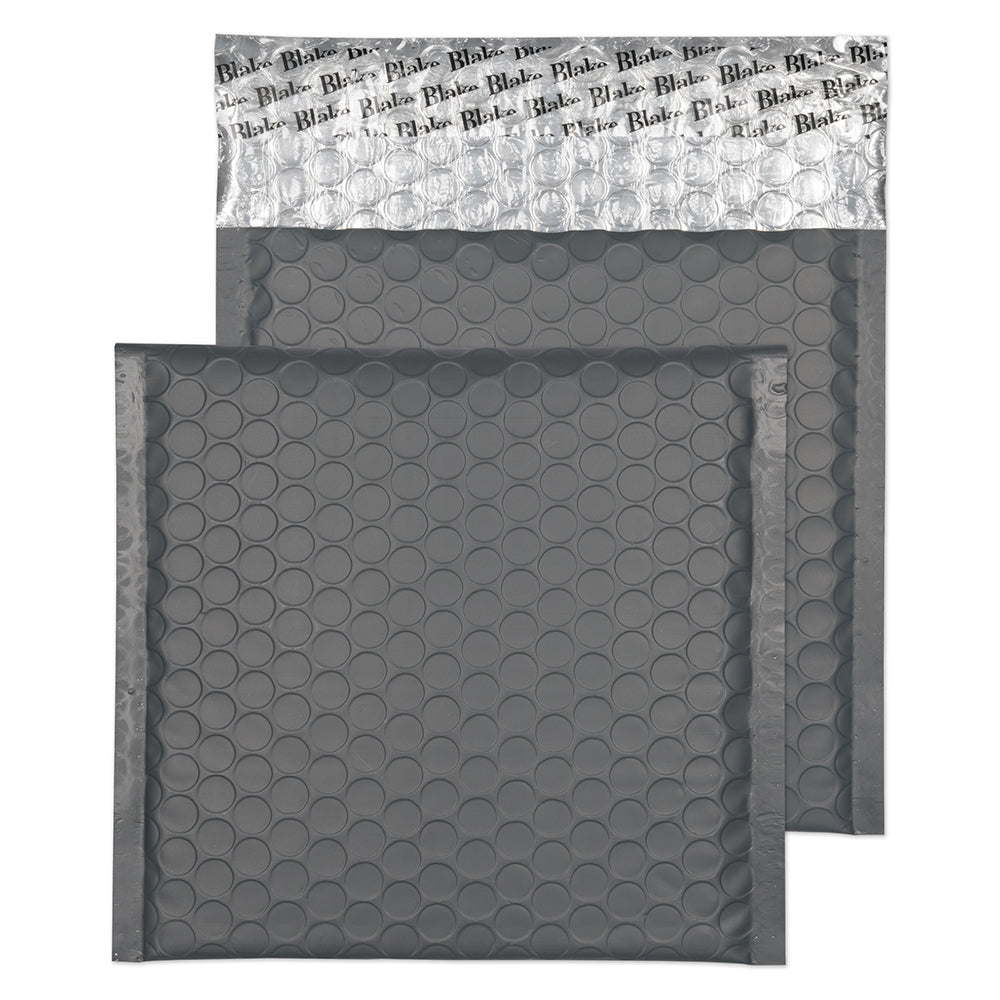 Blake Packaging Graphite Grey Peel&Seal Metallic Matt Bubble 165x165mm 70Mu Pack 100 Code MTGG165