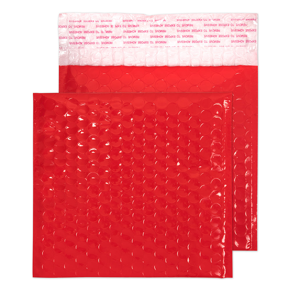 Blake Packaging Red Neon Gloss Peel&Seal Neon Gloss Bubble 165x165mm 70Mu Pack 100 Code NGR165