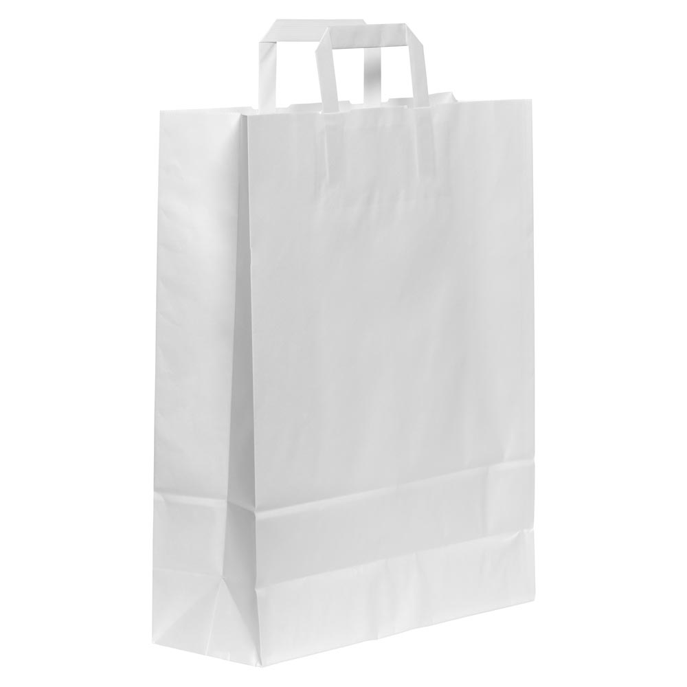 Blake VITA White Flat Handled Carrier Bag 320x140mm 80gsm Pack 150 Code PCF141