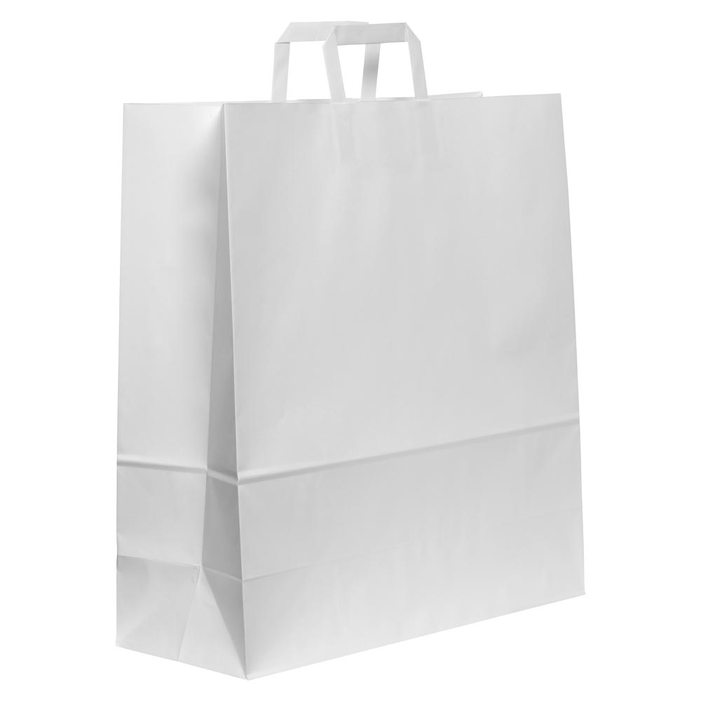 Blake VITA White Flat Handled Carrier Bag 450x170mm 100gsm Pack 100 Code PCF181