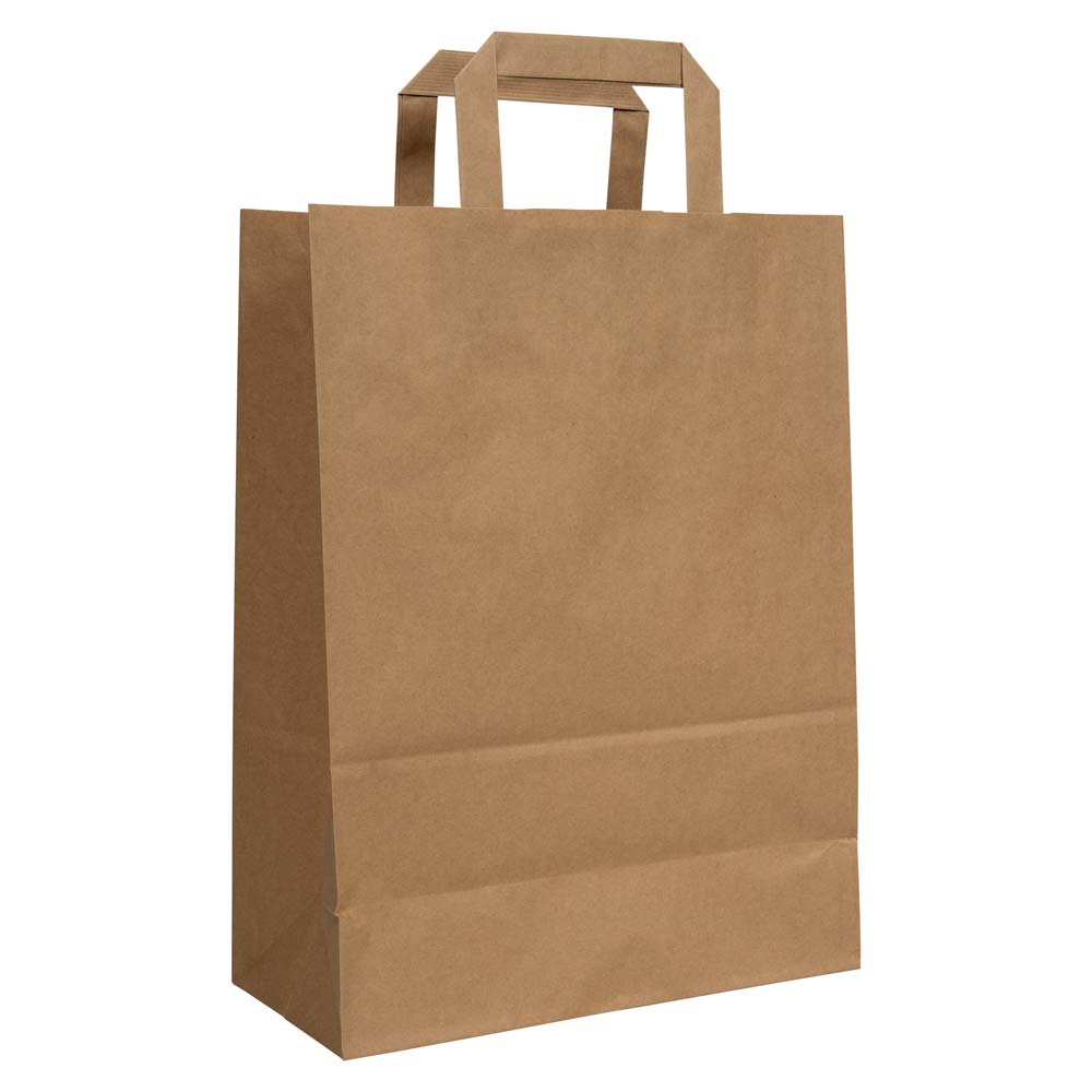 Blake VITA Brown Flat Handled Carrier Bag 320x140mm 80gsm Pack 150 Code PCF241