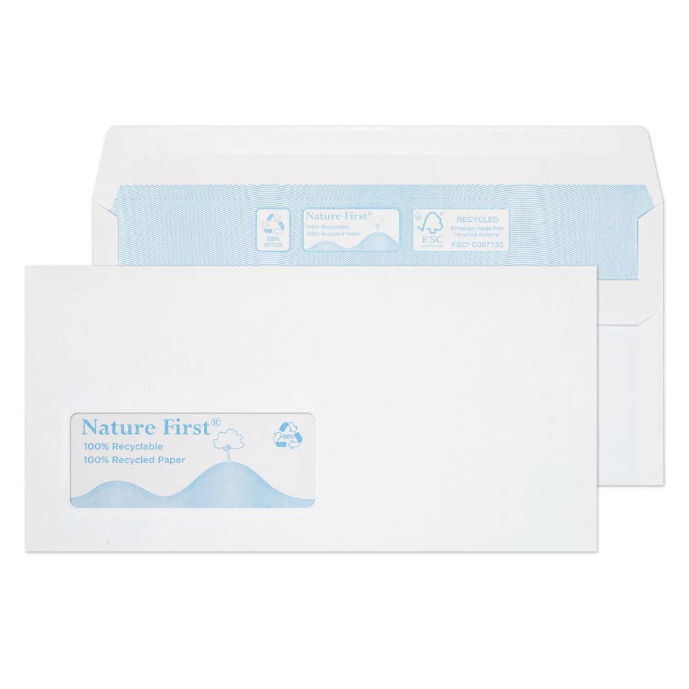 Blake Environmental White Window Self Seal Wallet 110x220mm 90gsm Pack 1000 Code RN17884